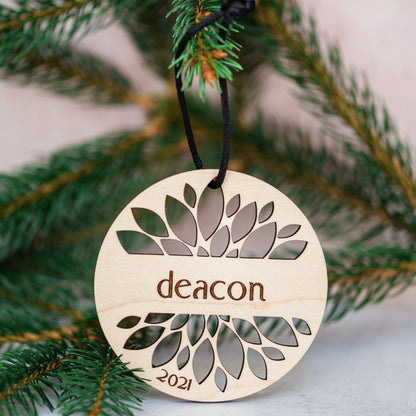 Custom Wood Ornaments: Flower Design - Laser Cut and Laser Engraved Maple Wood by LeeMo Designs in Bend, Oregon
