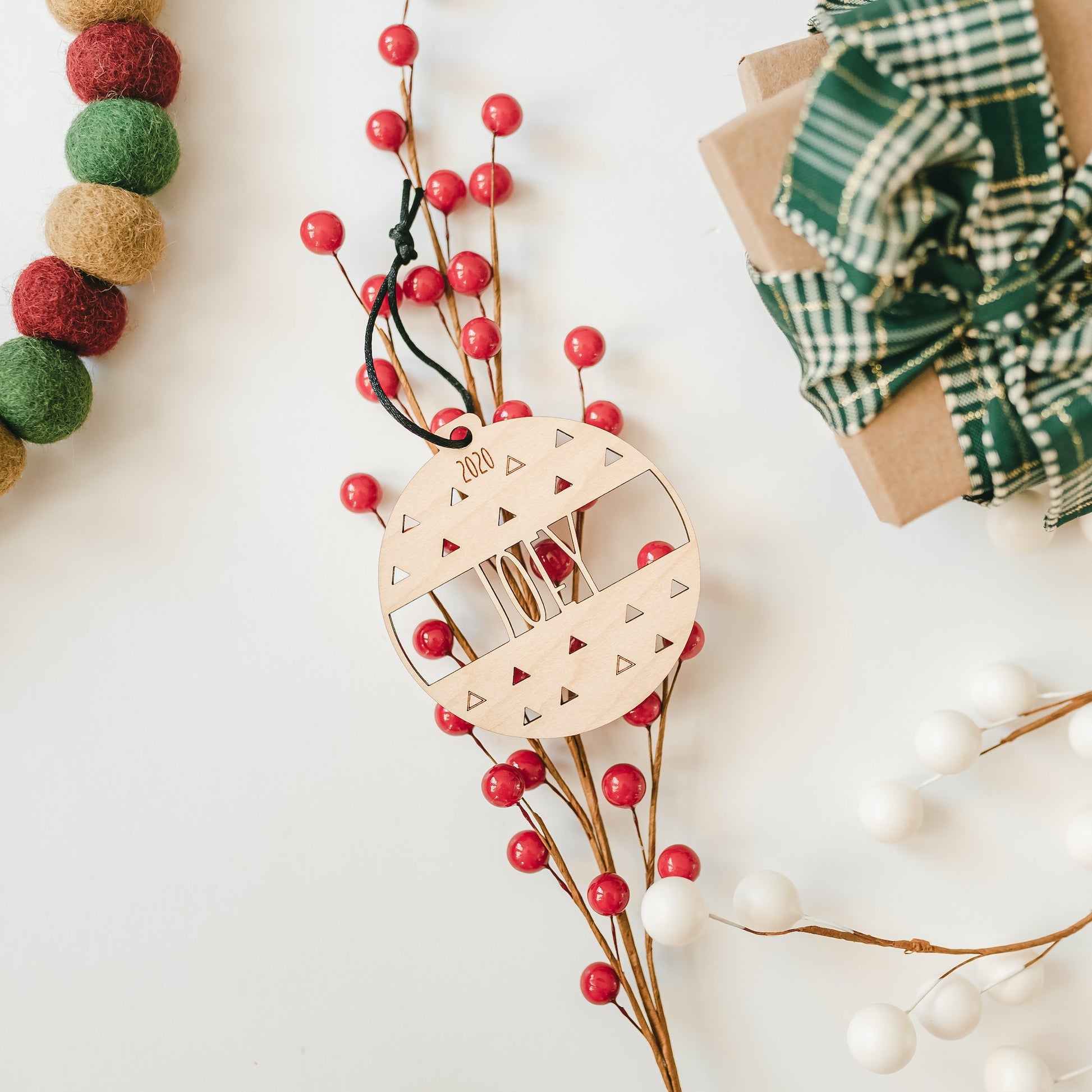 Custom Wood Ornaments: Triangle Design - Laser Cut and Laser Engraved Maple Wood by LeeMo Designs in Bend, Oregon