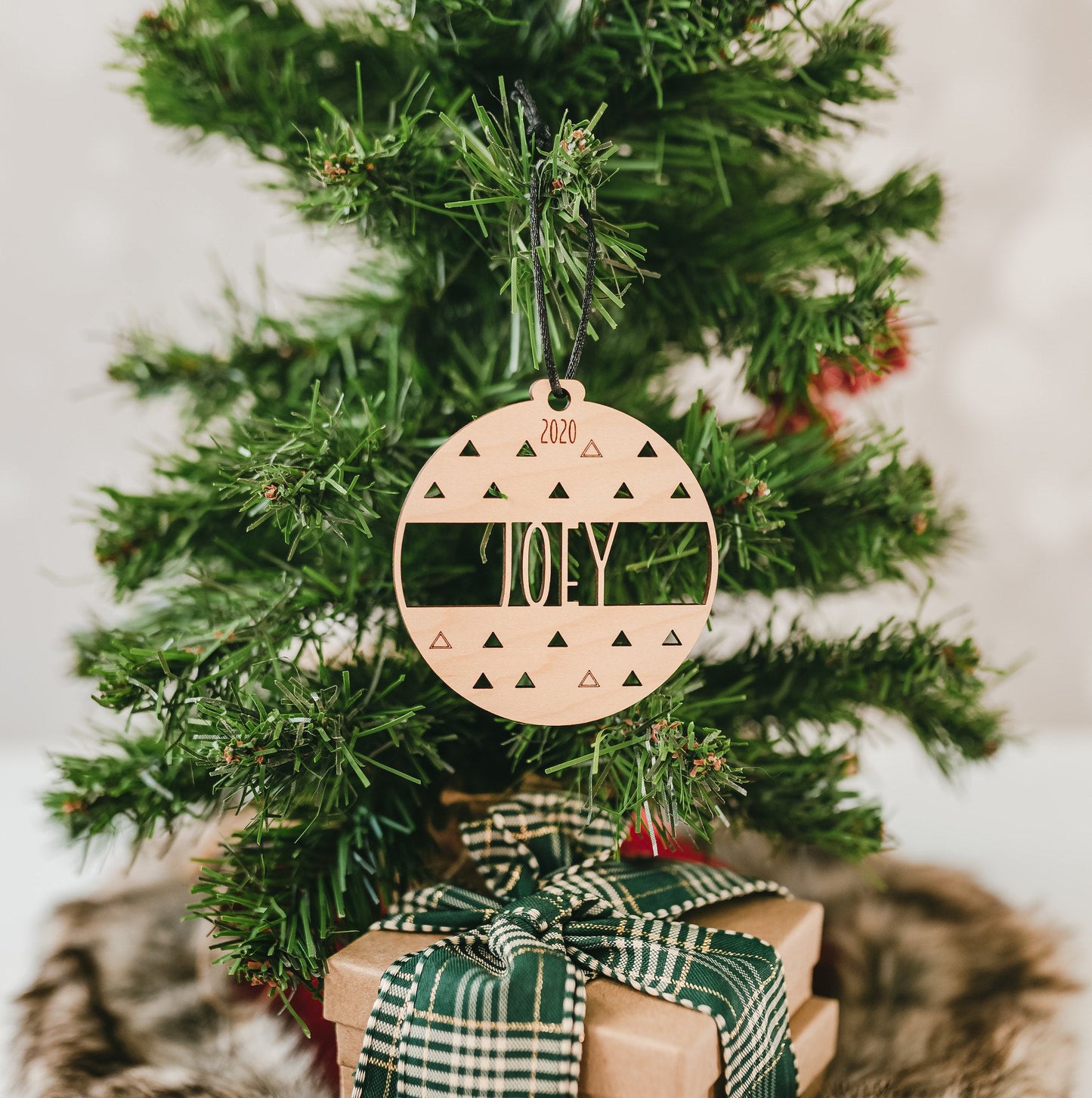 Custom Wood Ornaments: Triangle Design - Laser Cut and Laser Engraved Maple Wood by LeeMo Designs in Bend, Oregon