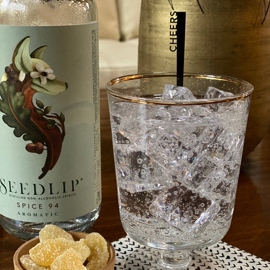 Cocktail Picks - Personalized Text - black cheers in seedlip spice mocktail - Laser Cut by LeeMo Designs