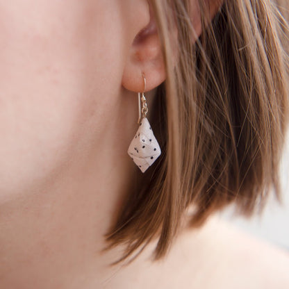 Origami Diamond Paper Earrings - Polka Dot - By LeeMo Designs in Bend, Oregon