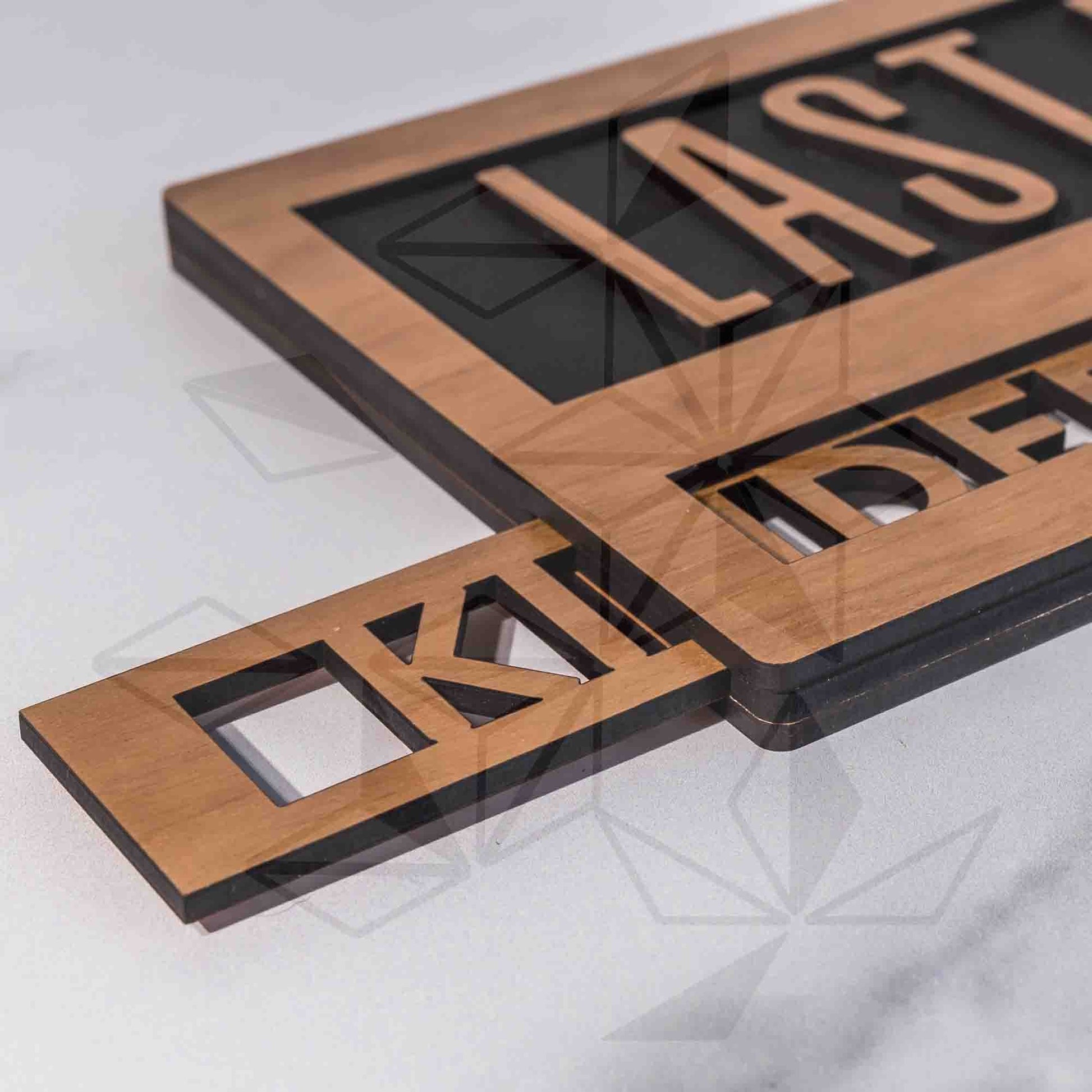 Reusable & Reversible Back To School Sign - Last Day Of Kindergarten in Cherry Wood - by LeeMo Designs in Bend Oregon