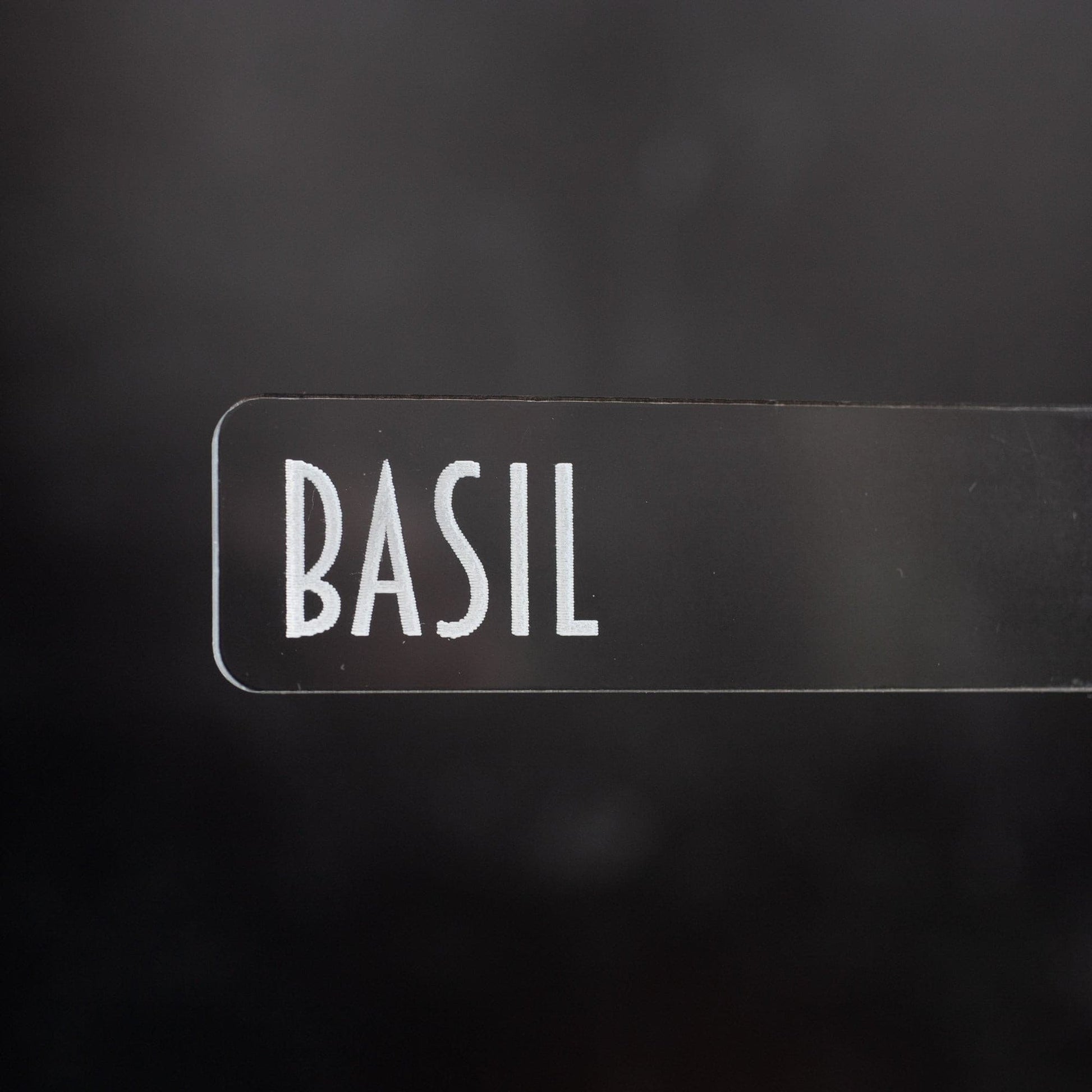 Herb Garden Marker Laser Cut Clear Acrylic Basil Modern Font by LeeMo Designs in Bend, OR