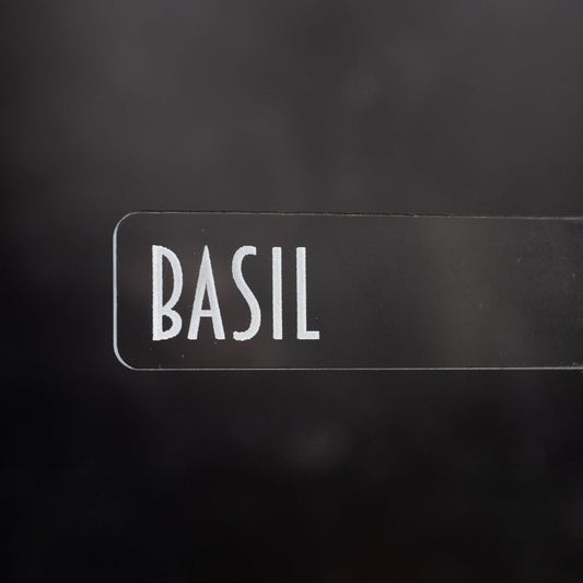 Herb Garden Marker Laser Cut Clear Acrylic Basil Modern Font by LeeMo Designs in Bend, OR