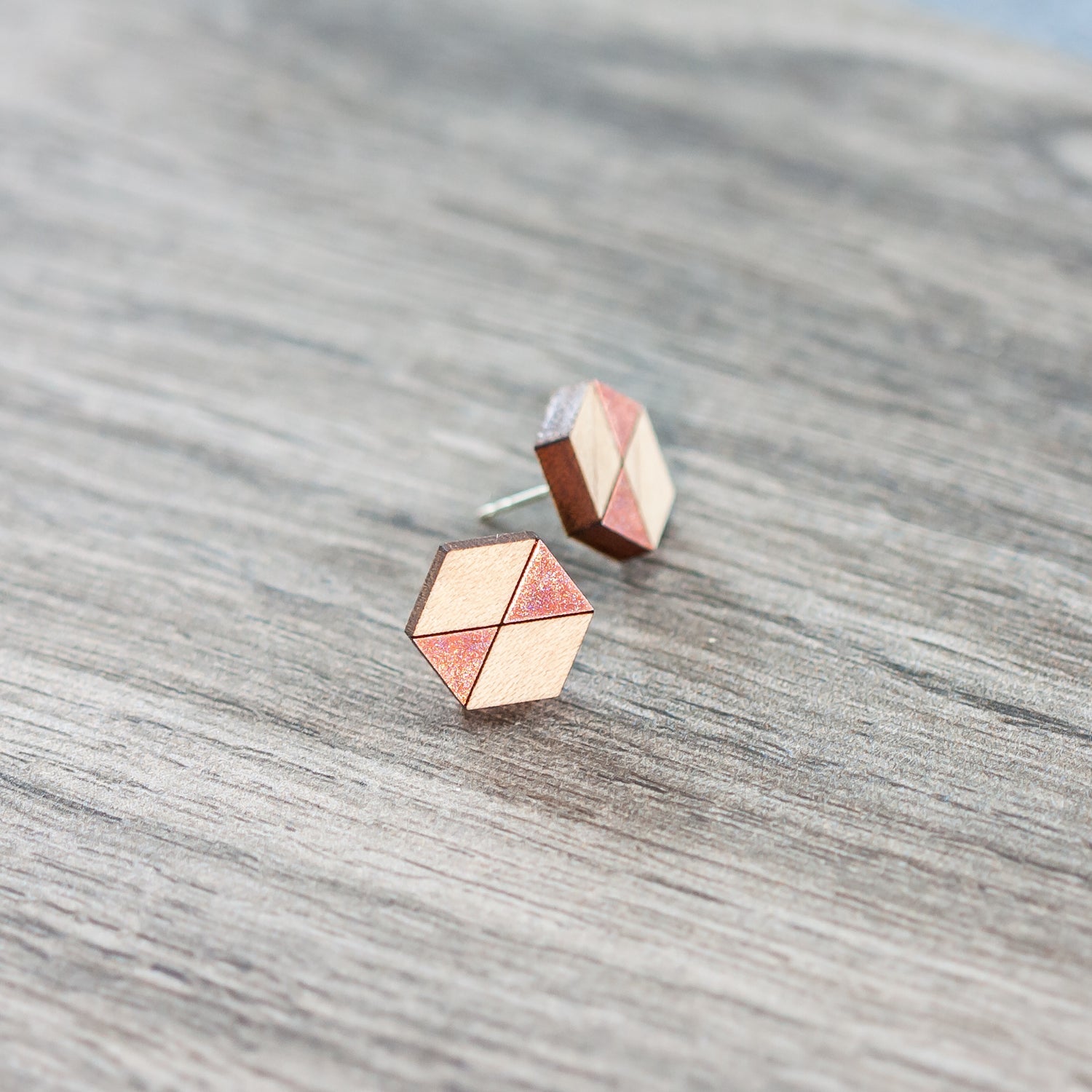 Stud Earrings - GeoStud Hexagon - LeeMo Designs