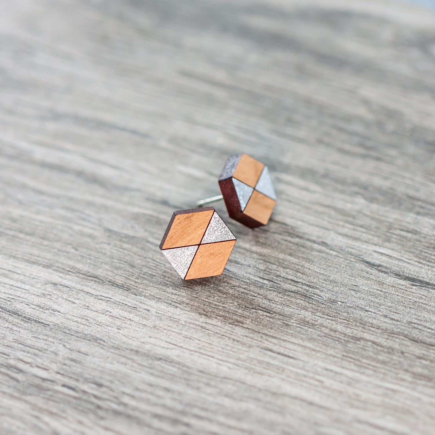Stud Earrings - GeoStud Hexagon - LeeMo Designs