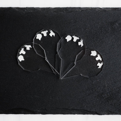 Dry-Erase Cheese labels - laser cut clear acrylic with animal heads - by LeeMo Designs in Bend, Oregon